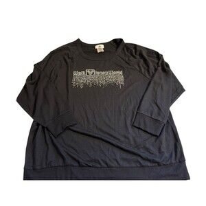 Woman's Size X1  Rhinestone Black Disneyland  Sparkling Long sleeve Top Disney